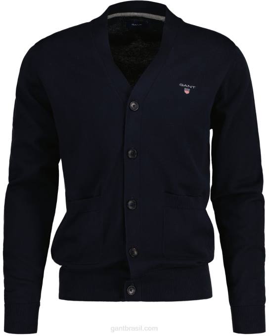 cardigã clássico de algodão com decote em V N424C350 noite azul GANT homens