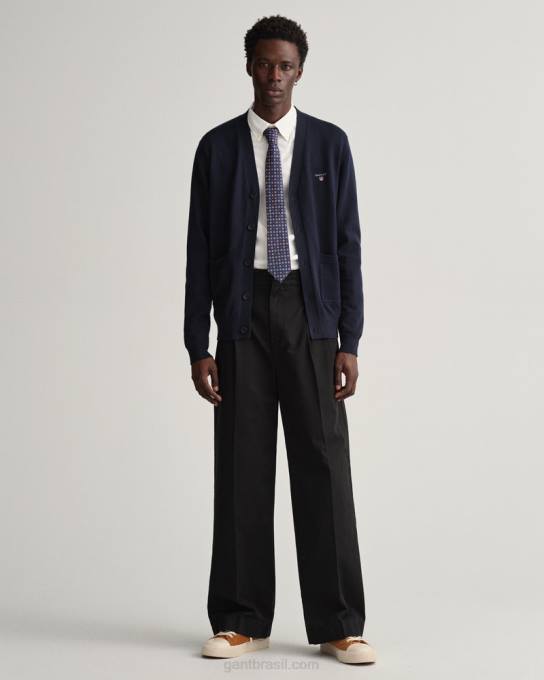 cardigã clássico de algodão com decote em V N424C350 noite azul GANT homens