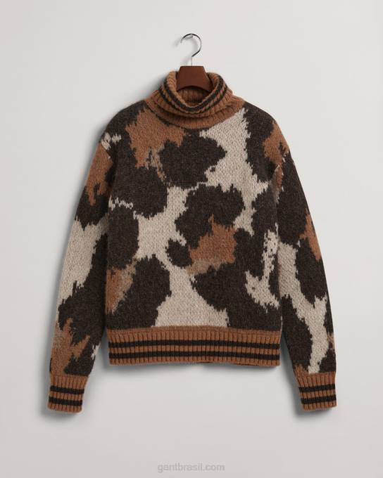 suéter de gola alta leopardo N424C341 linho GANT homens