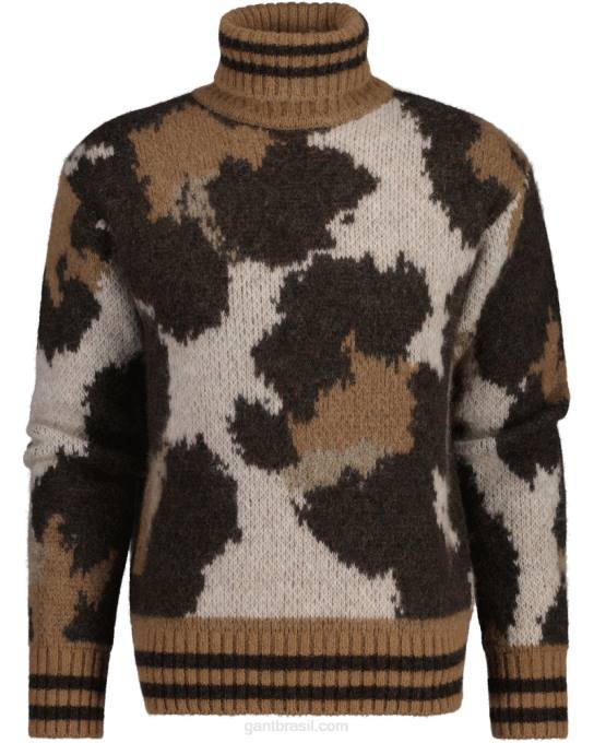 suéter de gola alta leopardo N424C341 linho GANT homens
