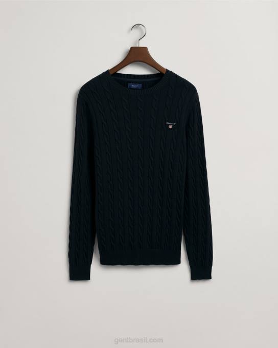 suéter de gola redonda de cabo de algodão N424C337 noite azul GANT homens