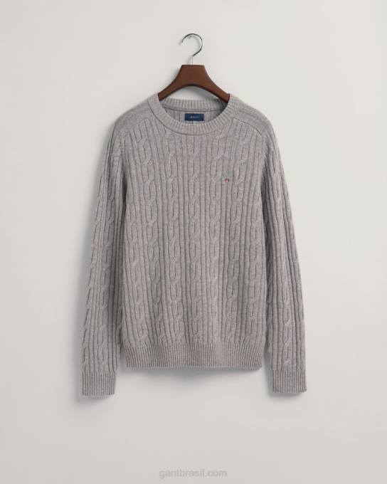 suéter de gola redonda de lã de cordeiro N424C320 melange cinza GANT homens