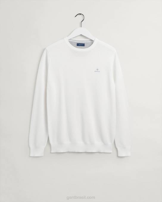 suéter de gola redonda em piquê de algodão N424C323 casca de ovo GANT homens