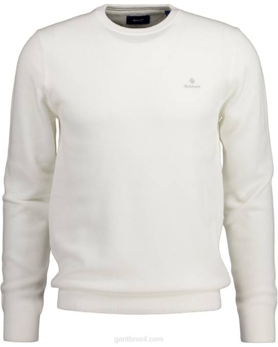 suéter de gola redonda em piquê de algodão N424C323 casca de ovo GANT homens