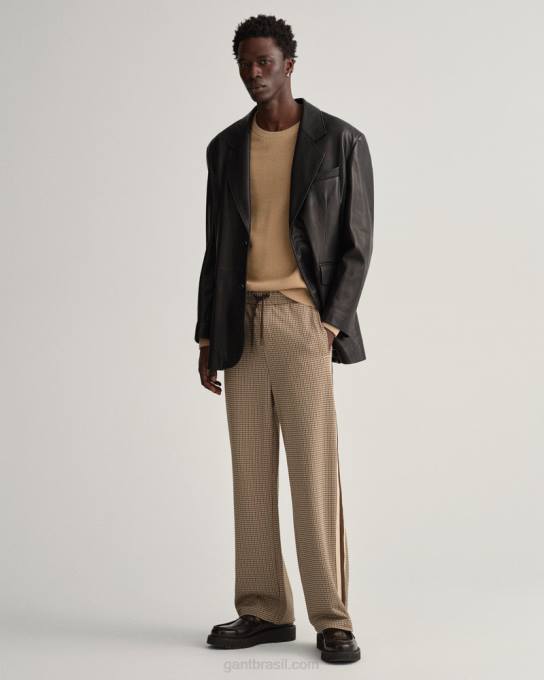 suéter de gola redonda em piquê de algodão N424C328 caqui escuro GANT homens