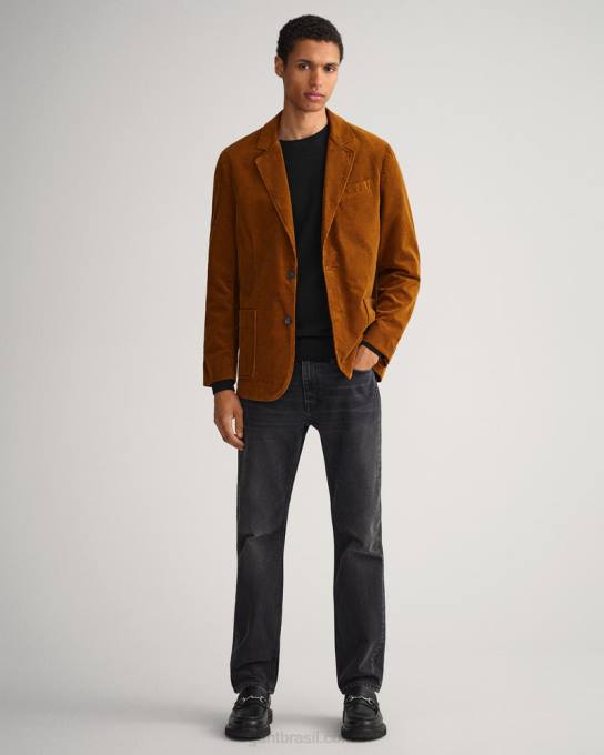 suéter de gola redonda em piquê de algodão N424C331 preto GANT homens