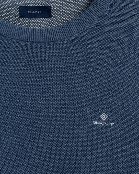 suéter de gola redonda em piquê de algodão N424C345 jeans azul mel GANT homens