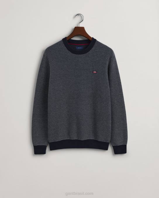suéter decote careca textura leve N424C339 noite azul GANT homens
