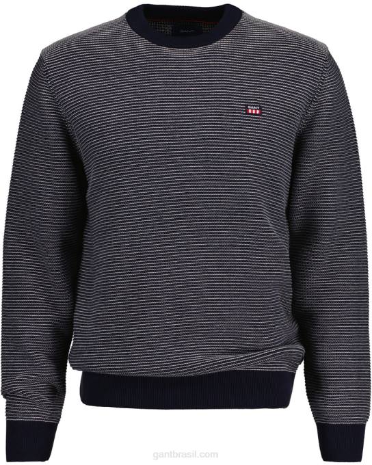 suéter decote careca textura leve N424C339 noite azul GANT homens