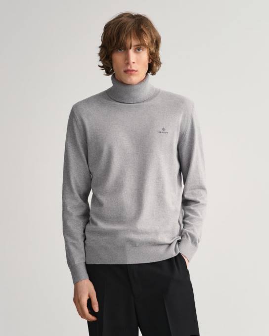 suéter gola rolê de caxemira de algodão N424C316 melange cinza GANT homens