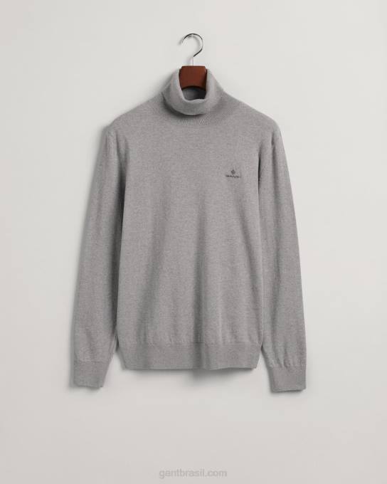 suéter gola rolê de caxemira de algodão N424C316 melange cinza GANT homens