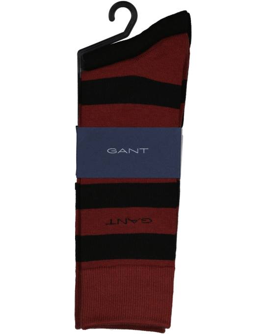 Pacote com 2 listras e meias sólidas N424C533 Borgonha GANT homens