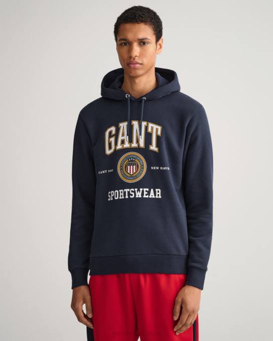 moletom com capuz de escudo N424C280 noite azul GANT homens