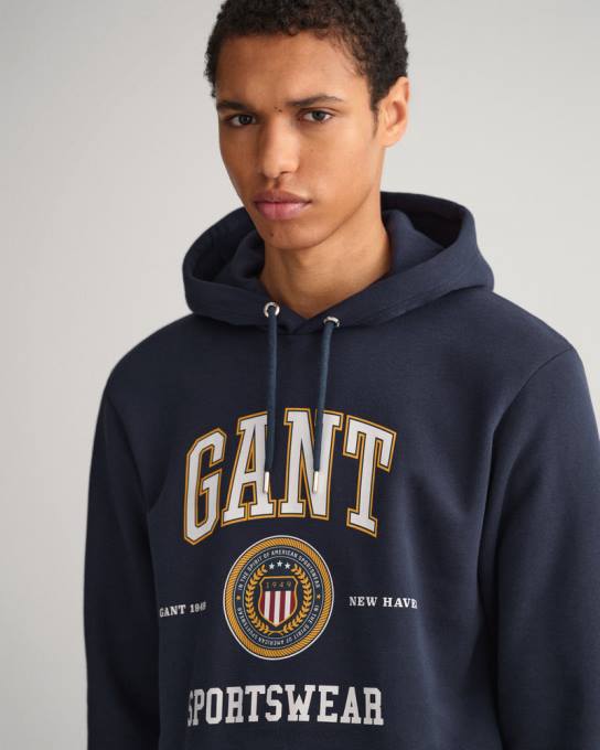 moletom com capuz de escudo N424C280 noite azul GANT homens