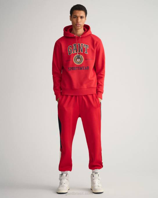 moletom com capuz de escudo N424C290 vermelho rubi GANT homens