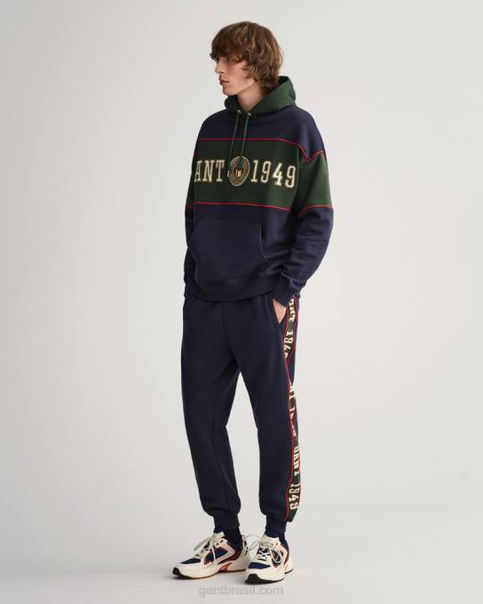 moletom com capuz de escudo de crista N424C296 noite azul GANT homens