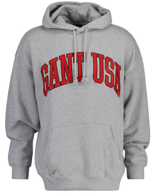 moletom com capuz gráfico eua N424C226 melange cinza GANT homens