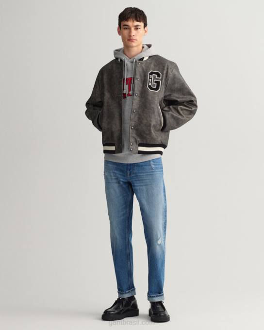 moletom com capuz gráfico eua N424C226 melange cinza GANT homens