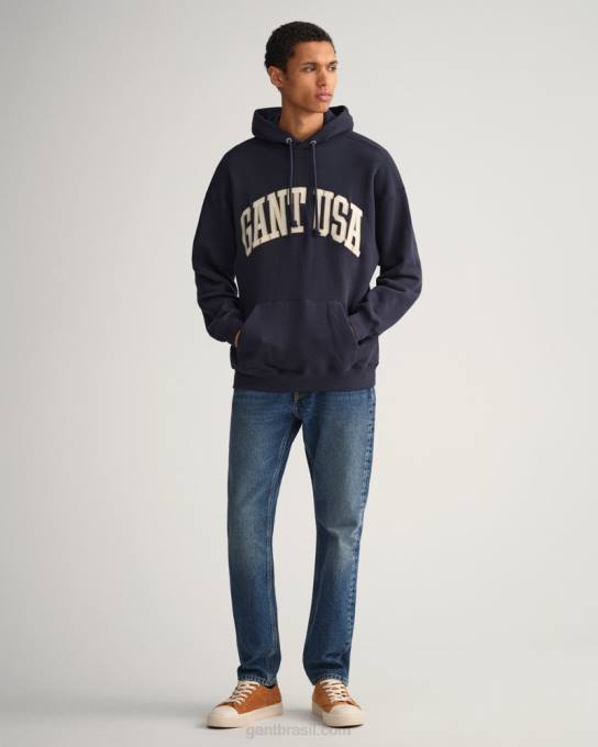 moletom com capuz gráfico eua N424C231 noite azul GANT homens