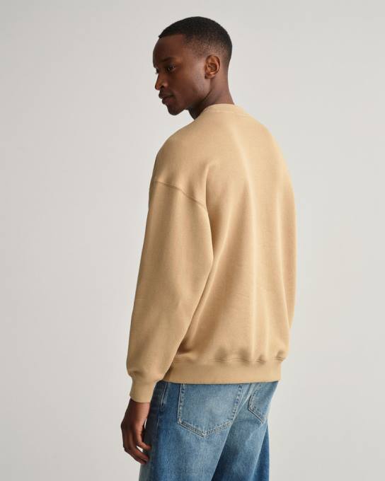 moletom com decote careca gráfico eua N424C224 bege avelã GANT homens