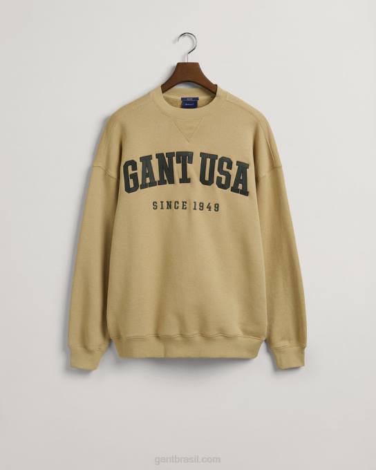 moletom com decote careca gráfico eua N424C224 bege avelã GANT homens