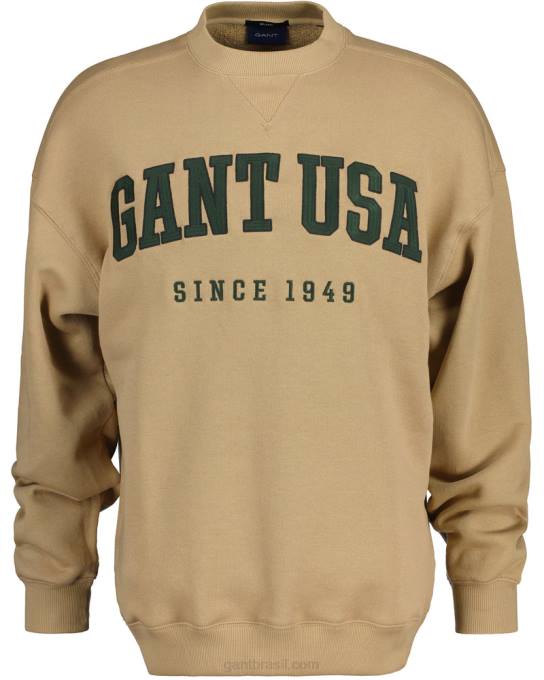 moletom com decote careca gráfico eua N424C224 bege avelã GANT homens