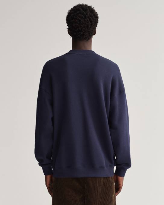 moletom com decote careca gráfico eua N424C227 noite azul GANT homens