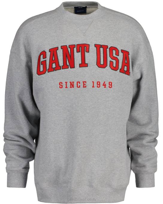 moletom com decote careca gráfico eua N424C230 melange cinza GANT homens