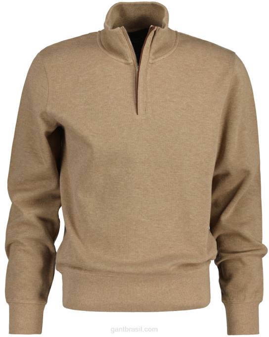 moletom com meio zíper e canelado sacker N424C232 caqui mel GANT homens