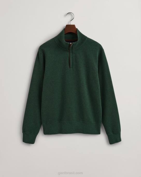 moletom com meio zíper e canelado sacker N424C241 mel verde floresta GANT homens