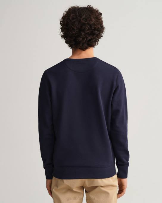 moletom decote careca archive shield N424C253 noite azul GANT homens