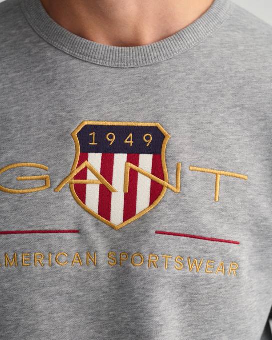 moletom decote careca archive shield N424C254 melange cinza GANT homens