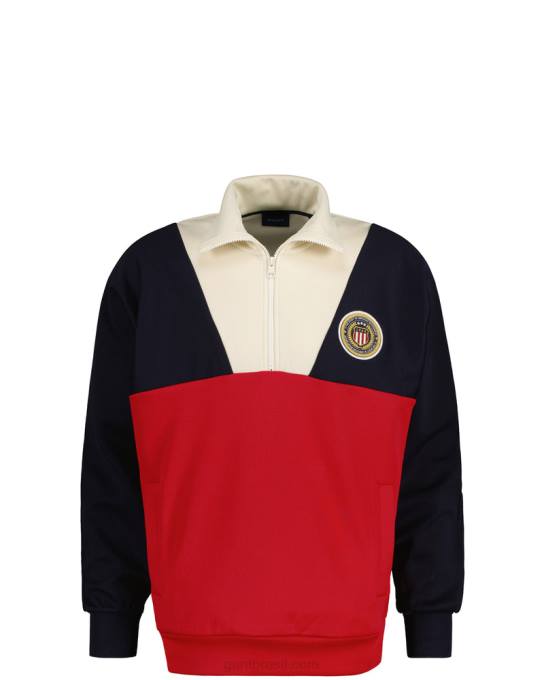 suéter de meio zíper com escudo de crista N424C272 noite azul GANT homens