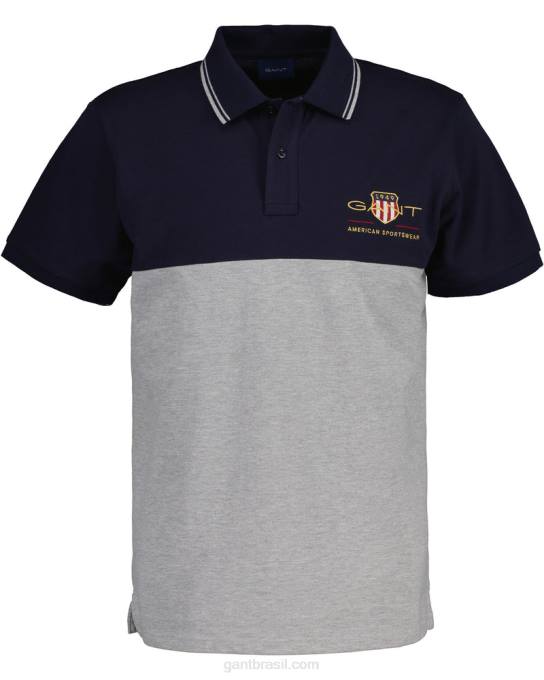 camisa pólo piquê de bloco de escudo de arquivo N424C130 noite azul GANT homens