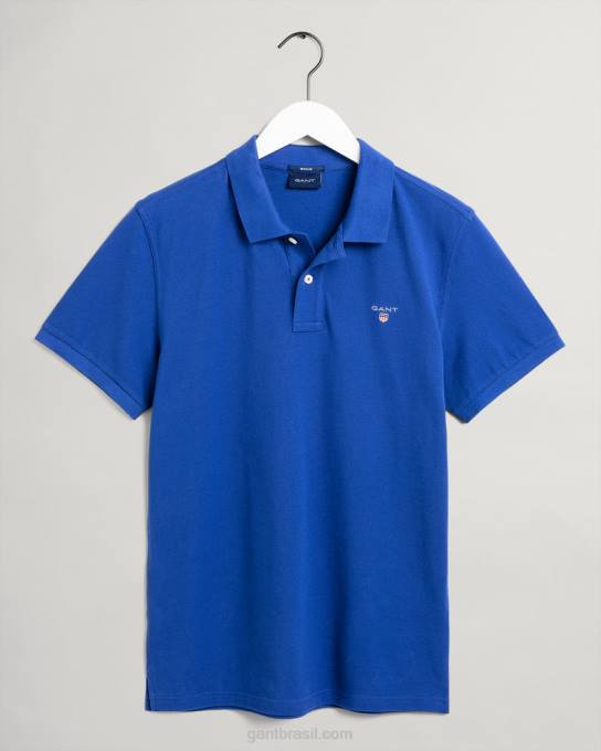 camisa pólo piquê original N424C101 faculdade azul GANT homens