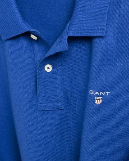camisa pólo piquê original N424C101 faculdade azul GANT homens
