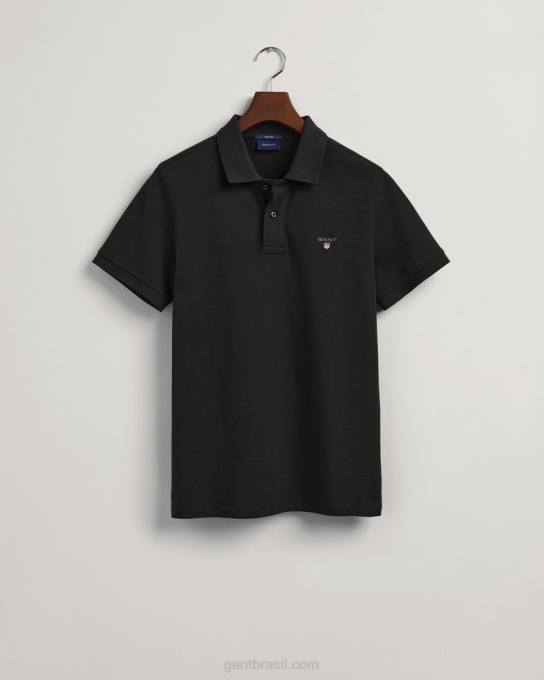 camisa pólo piquê original N424C104 preto GANT homens