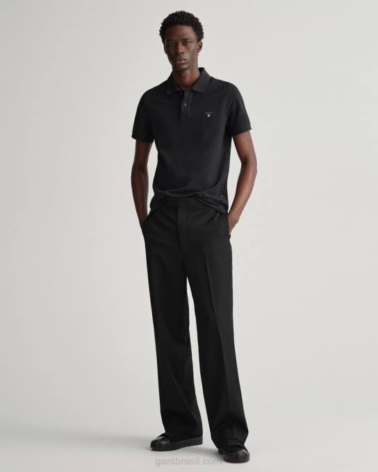 camisa pólo piquê original N424C104 preto GANT homens