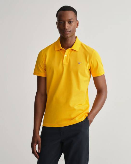 camisa pólo piquê original N424C109 amarelo cítrico GANT homens