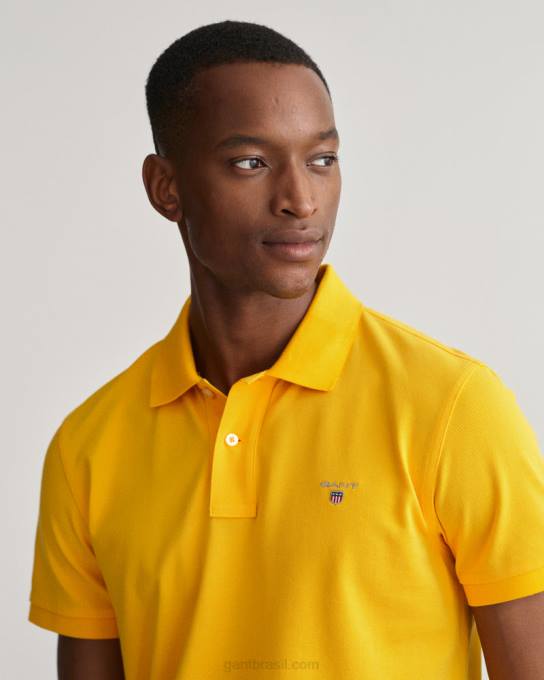 camisa pólo piquê original N424C109 amarelo cítrico GANT homens