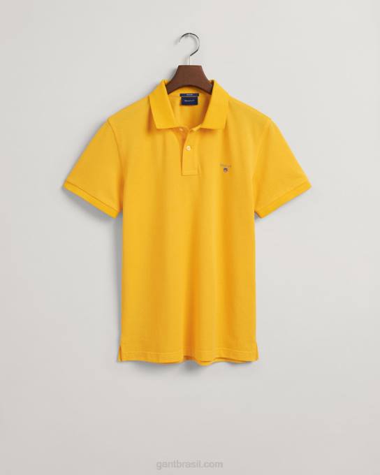 camisa pólo piquê original N424C109 amarelo cítrico GANT homens
