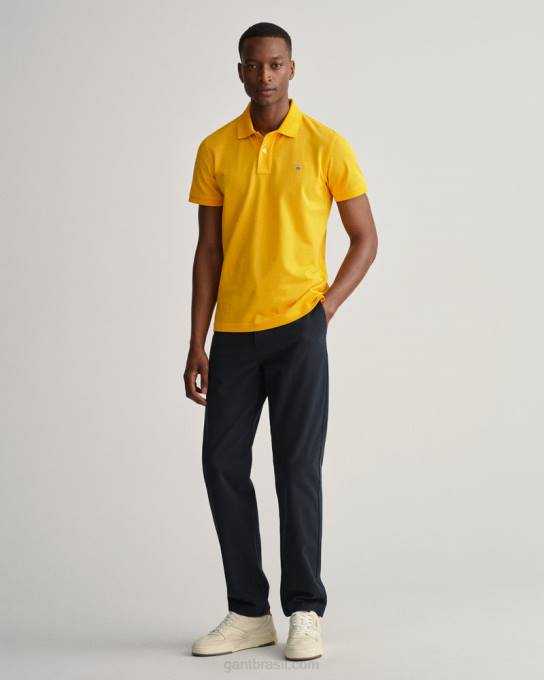 camisa pólo piquê original N424C109 amarelo cítrico GANT homens