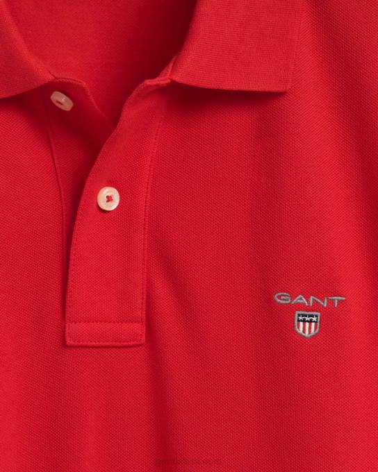 camisa pólo piquê original N424C110 vermelho brilhante GANT homens
