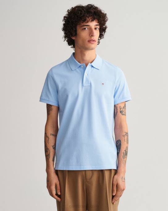 camisa pólo piquê original N424C117 capri azul GANT homens