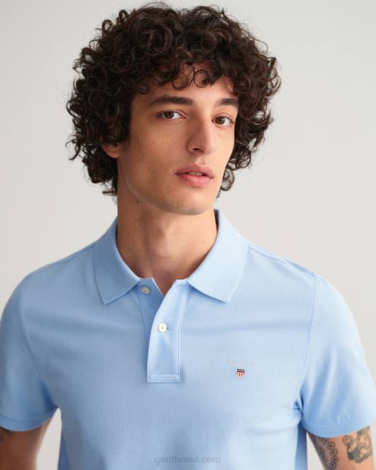 camisa pólo piquê original N424C117 capri azul GANT homens