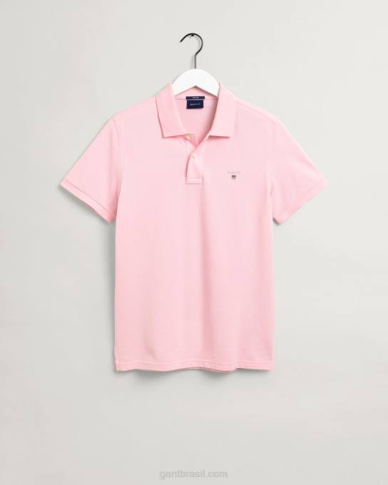 camisa pólo piquê original N424C121 Rosa Califórnia GANT homens