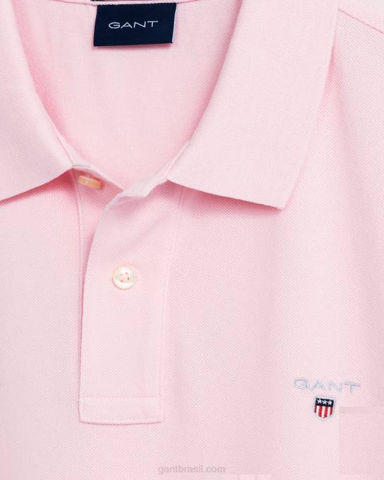 camisa pólo piquê original N424C121 Rosa Califórnia GANT homens