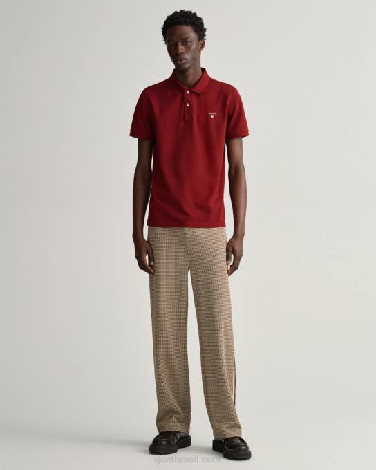 camisa pólo piquê original N424C95 vermelho rechonchudo GANT homens