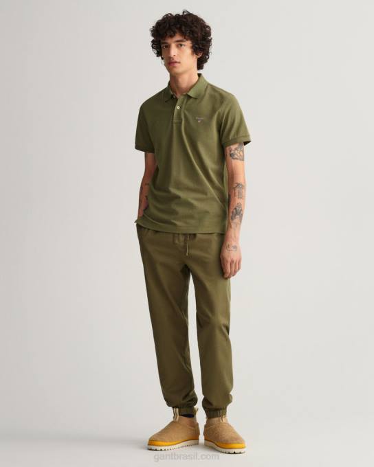 camisa pólo piquê original N424C97 caçador verde GANT homens