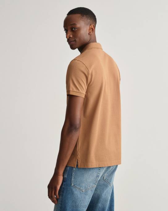 camisa pólo piquê original N424C98 noz torrada GANT homens